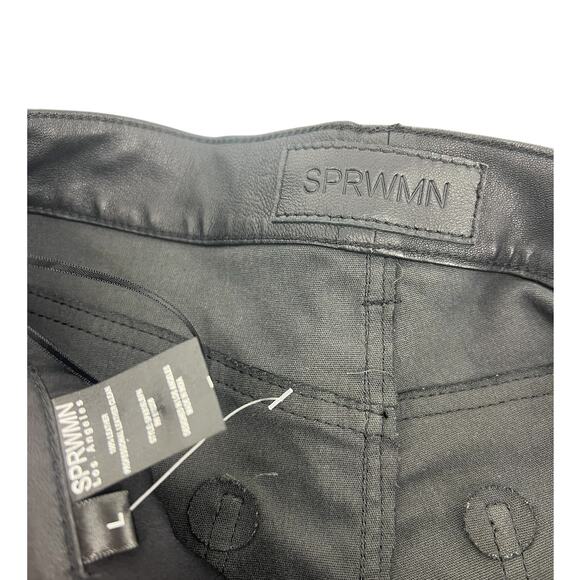 SPRWMN Straight Leg Lambskin Leather Pants in Black - Picture 7 of 10